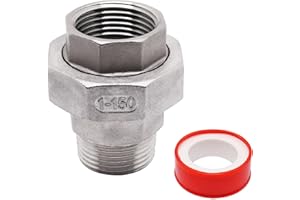 SWZHAI 1Pcs Cast Pipe Fittings Union, 1" NPT Female x 1" NPT Male Thread 304 Stainless Steel Hex Head Adapter for Home Industrial, Class 150