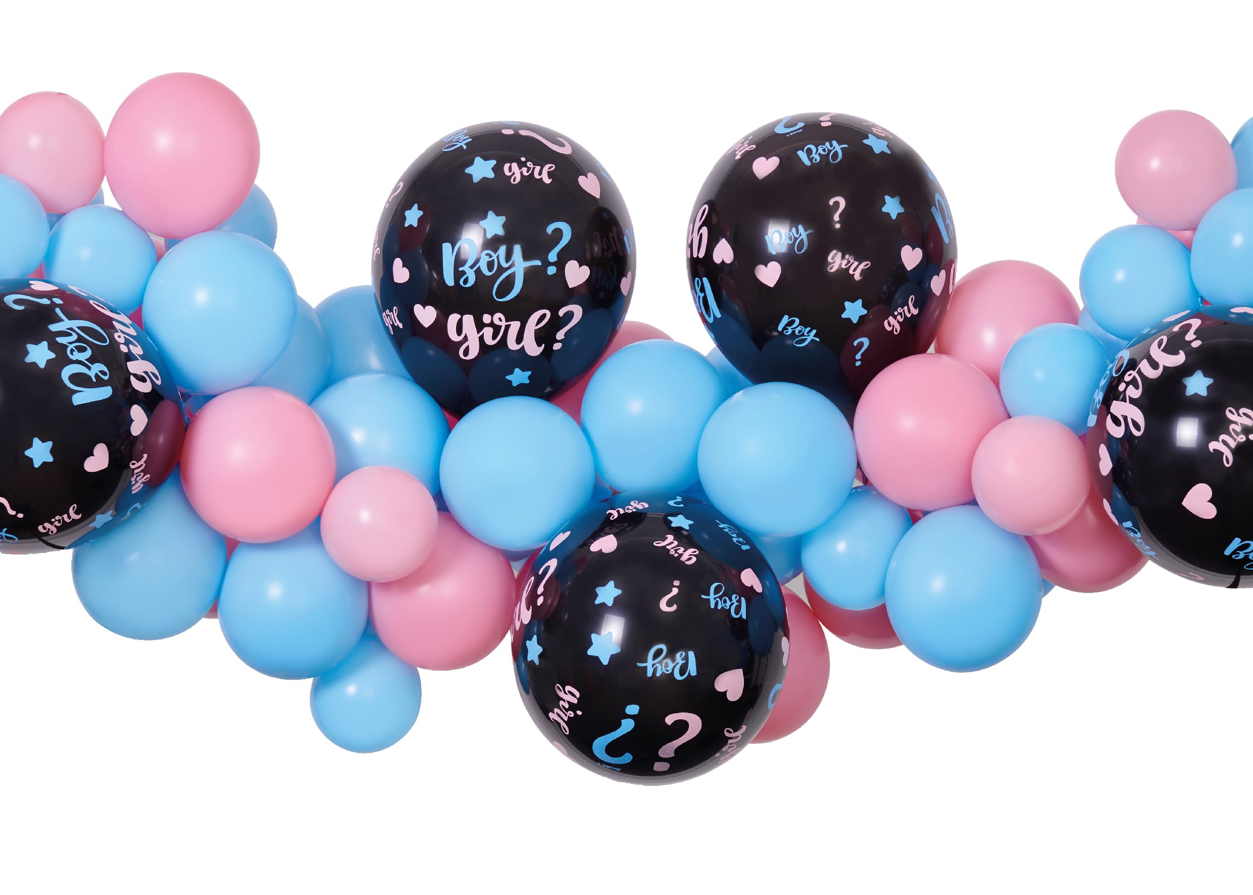 Ciao - Gender Reveal Boy or Girl Garland Balloon Garland Set (65 Latex Balloons, 300 cm), Pink/Light Blue