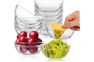 3.5inch Glass Mixing Bowls 12Pack, Clear Stackable 9cm Small Glass Bowls Ideal for Kitchen Baking & Prepping, Salad Fruits Sn