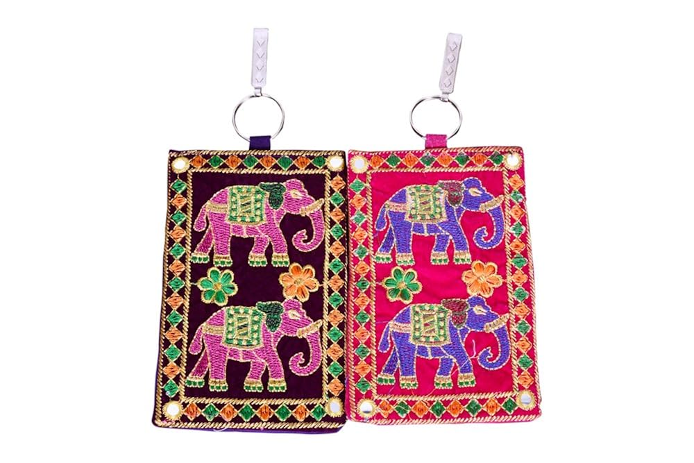 craft trade designer embroided mobile-phone pouch cover set of 2