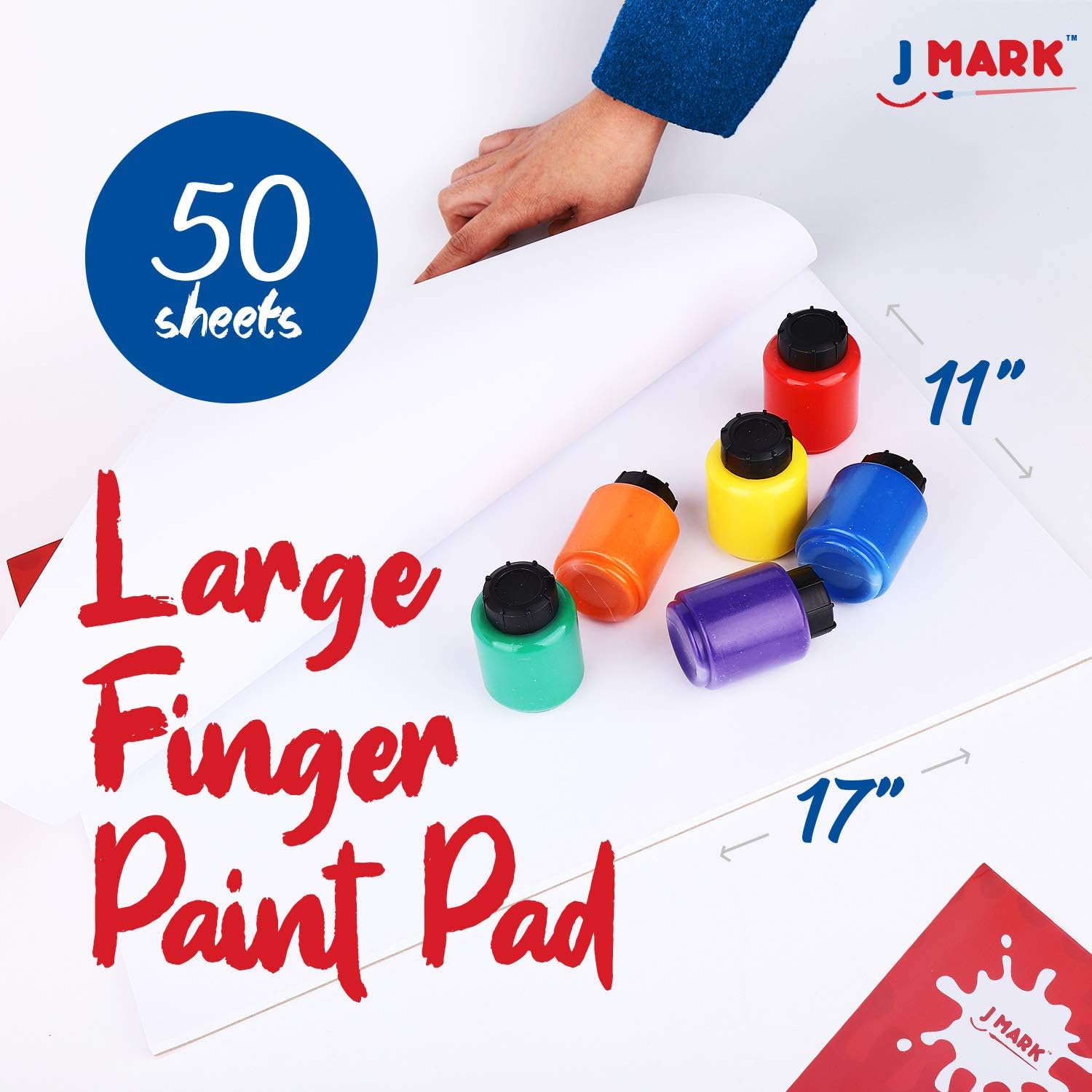 Washable Finger Paint Set for Kids – 8-Piece Set with 50-Sheet Large Paper Pad, 6 Non Toxic Washable Tempera Paints and Art Smock: Home Improvement