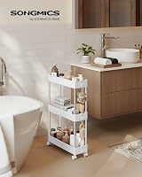 SONGMICS 3-Tier Storage Trolley with Wheels Cloud White KSC007W01 14.4 x 42 x view 2
