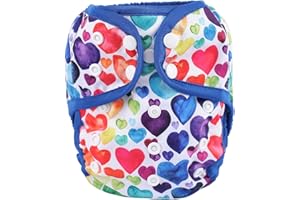 Sigzagor Baby Diaper Cover Nappy One Size 8lbs to 36lbs (Rainbow Hearts)