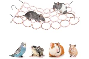 Rat Climbing Rope Net Toy for Cage, Bird Hemp Rope Perch Swing, Ladder Rope Bridge Hanging Hammock, Small Animal Activity Toy