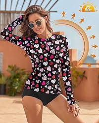 WOWENY Women Rash Guard Long Sleeve Swimsuit Top