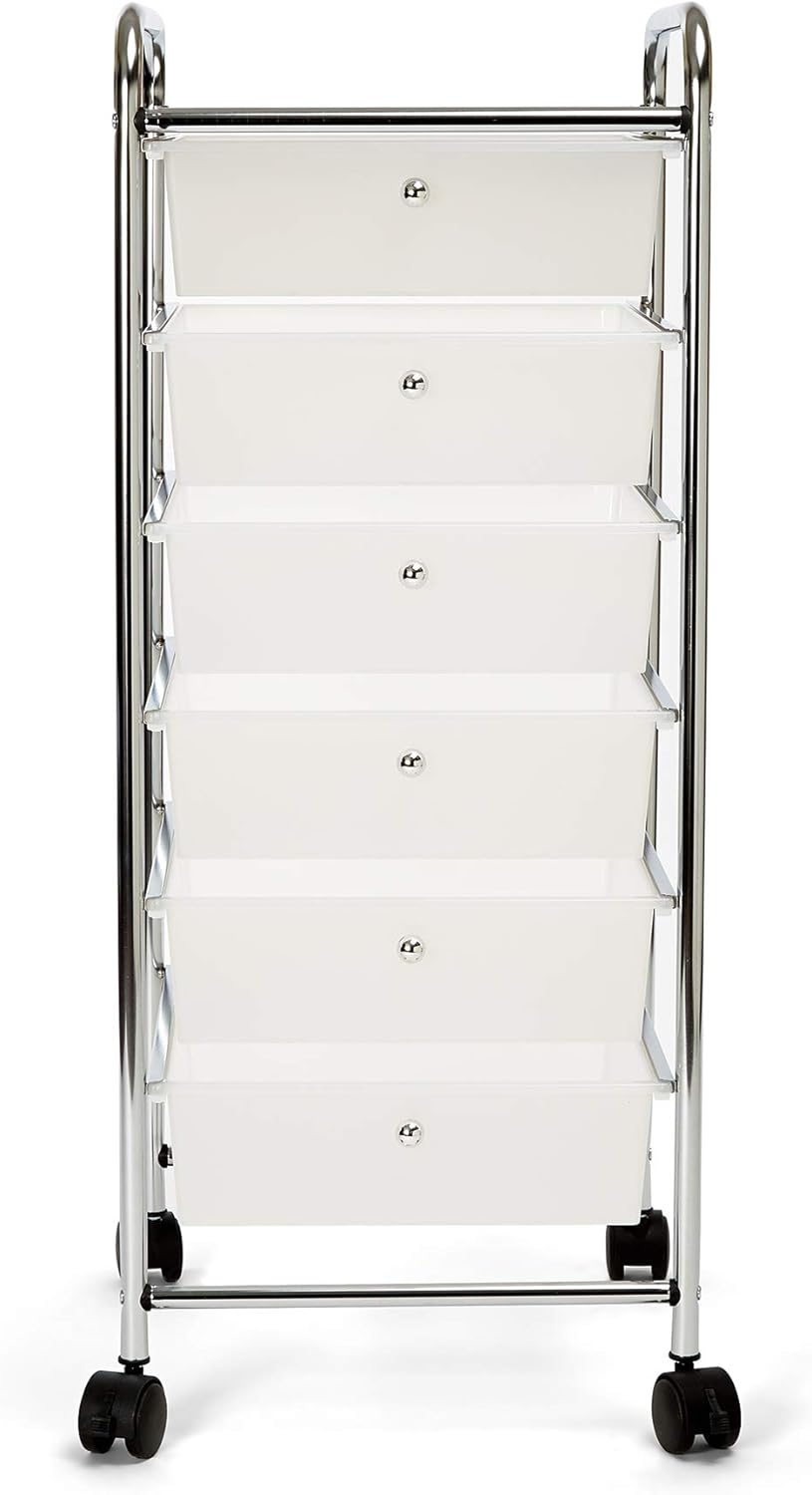 Seville Classics Large 6-Drawer Multipurpose Mobile Rolling Utility Storage Bin Organizer Cart, White: Home & Kitchen