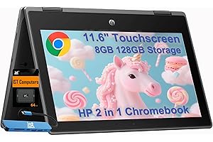 IST COMPUTERS HP Chromebook Pro X360 Fortis 2-in-1 Flip Laptop & Tablet (11.6" Touchscreen, Intel CPU, 8GB RAM, 128GB Storage (64GB+64GB)), Rugged & Spill-Resistant, Google Store, Long-Battery Life, Chrome OS