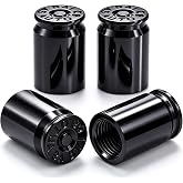 MEAJOO 4PCS Bullet Shell Tire Valve Stem Caps, Aluminum Alloy Car Air Stem Cap, Universal Dustproof Tire Valve Stem Covers for Cars, SUV, Trucks, Bikes, Motorcycles, Bicycles (Black)