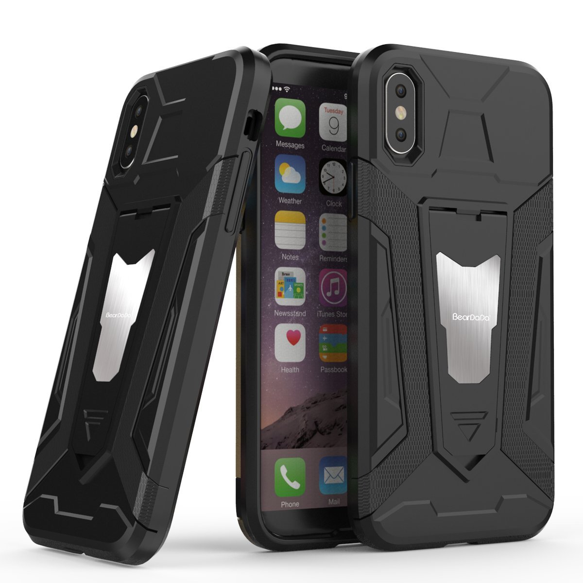 iPhone 7 Case, Queen Forever 360 Full Body Protection Hard Slim Case Coated Non Slip Matte Surface with Tempered Glass Screen Protector for Apple iPhone 7 8 Plus