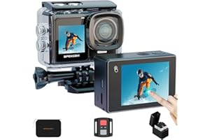 Apexcam 4K 30FPS 20MP Action Cam Dual Screen Touch Screen 40m Waterproof Sports Camera WiFi Camera 170° Wide Angle Remote Con