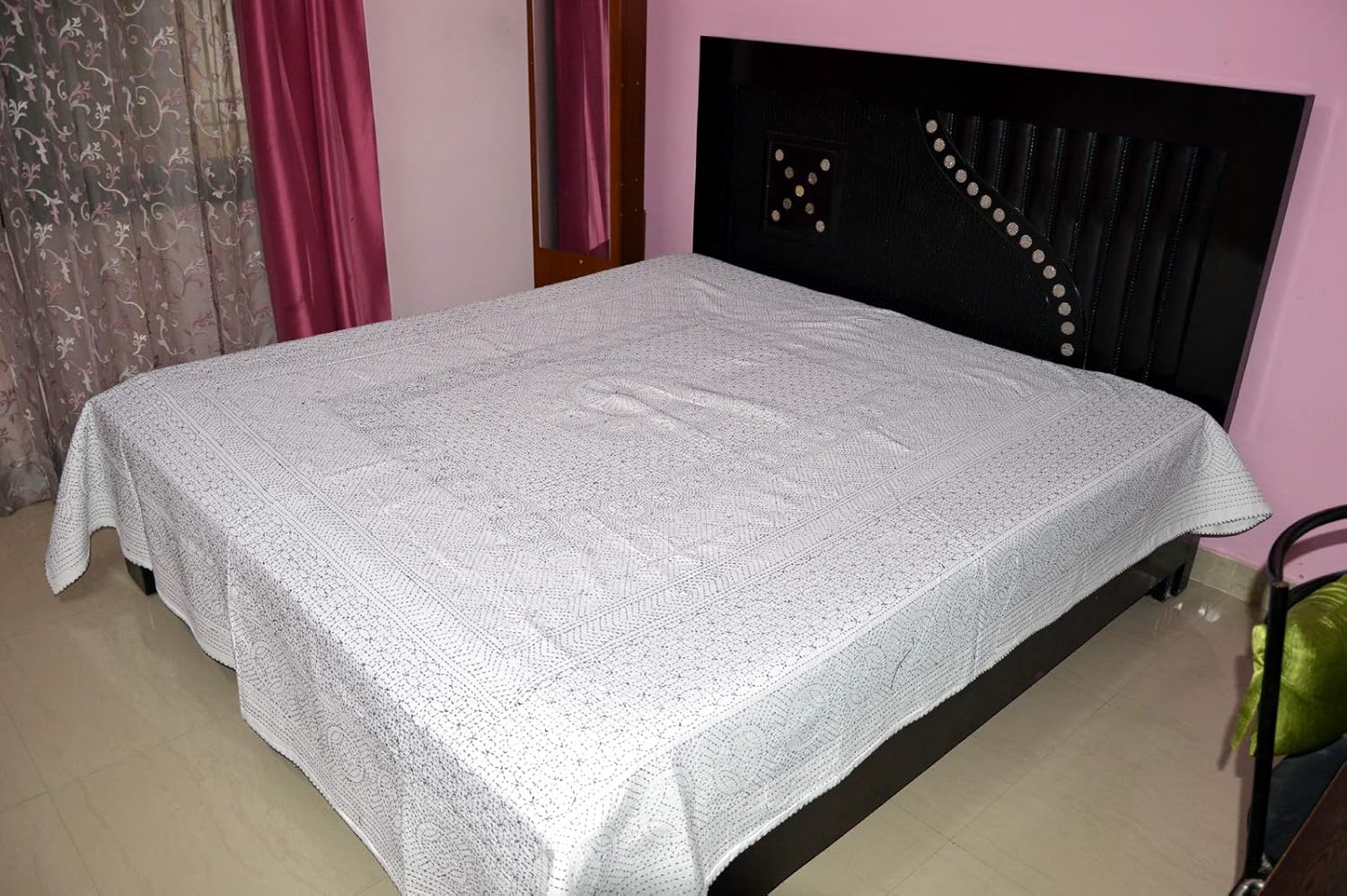 Amazon Com Indian Handmade Kantha Bedspreads Cotton Applique Bedspread Traditional Bed Cover Indian Cotton Applique Cut Work Bed Sheets Handmade