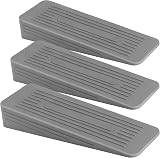 AFFIXERS Rubber Door Stops Heavy Duty Anti-Skid Floor Wedge 3 Pack Grey
