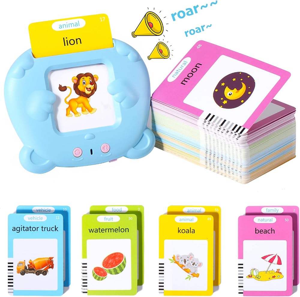 Oderra Talking Flash Cards 112 Cards 224 Words Educational Toy for Kids