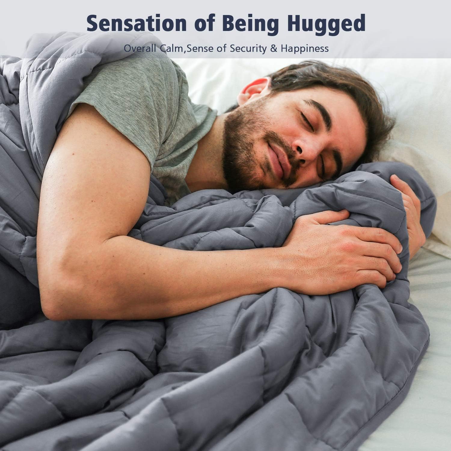 Lapsuus Weighted Blanket for Adult 15lb,48''x 72''(Queen Size), Heavy Blanket with Glass Beads Fill | Faster Sleep/Natural Deep Sleep/Relaxation | Dark Grey