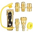EEEKit 1/4" RV Propane Quick Connect Fittings, Brass 1/4" Natural Gas Quick Connect Disconnect Kit with 3/8" Male Female Flar