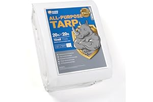 GUARD SHIELD White Tarps Heavy Duty Waterproof 20x20 Feet Large Thick Tarp Cover 12mil