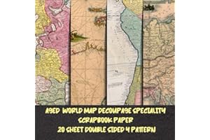 aged world map decoupage speciality scrapbook paper 20 sheet double sided pattern: Travel Map for Papercrafts & scrapbooking - Decorative Stationery ... collage art - Antique Old Ornate Pad Designs
