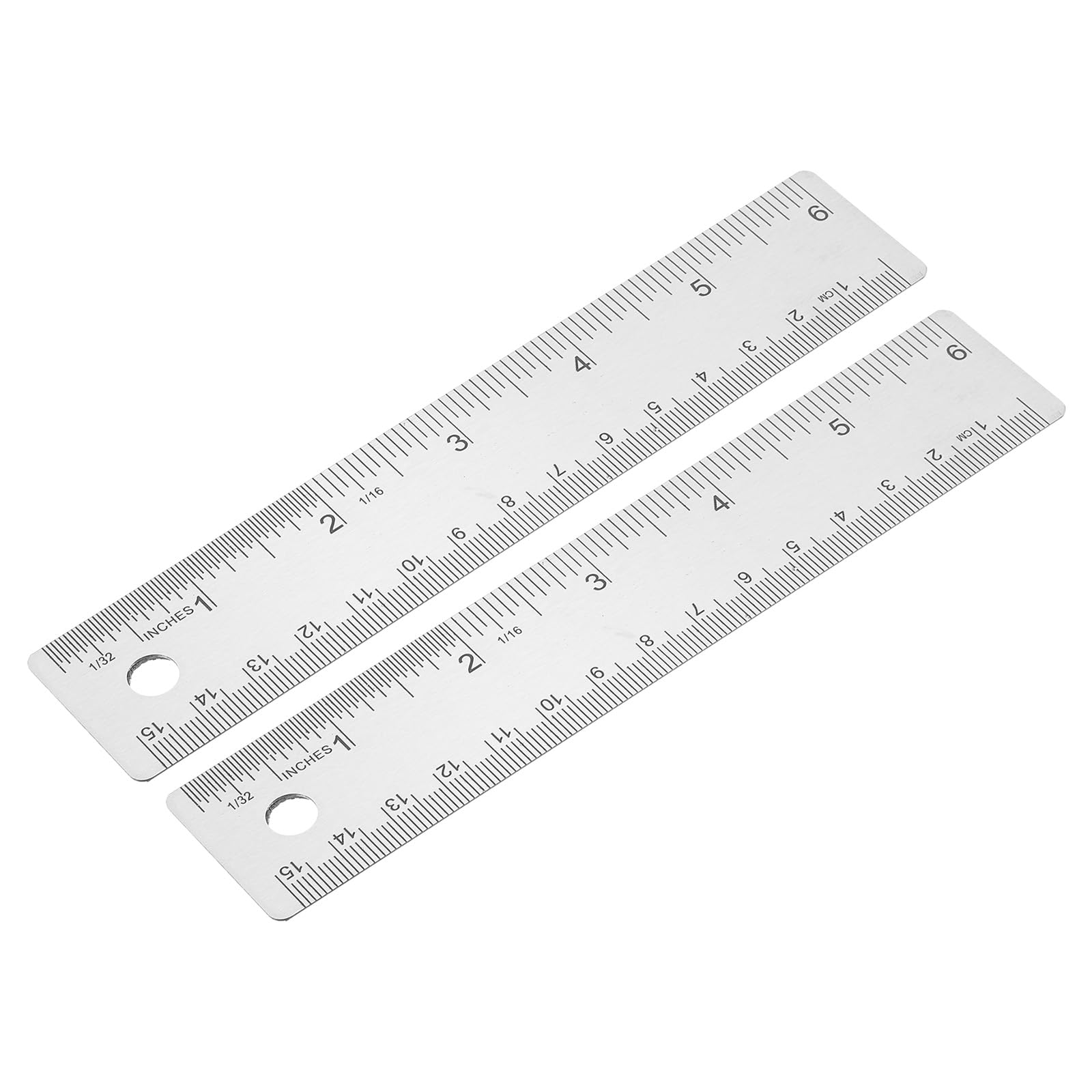 PATIKIL 6 Inch Stainless Steel Ruler Straight Edge Ruler, 2 Pcs Cork Backing Non-Slip Metal Ruler with Inches Centimeter Metric Measuring Tools for Office