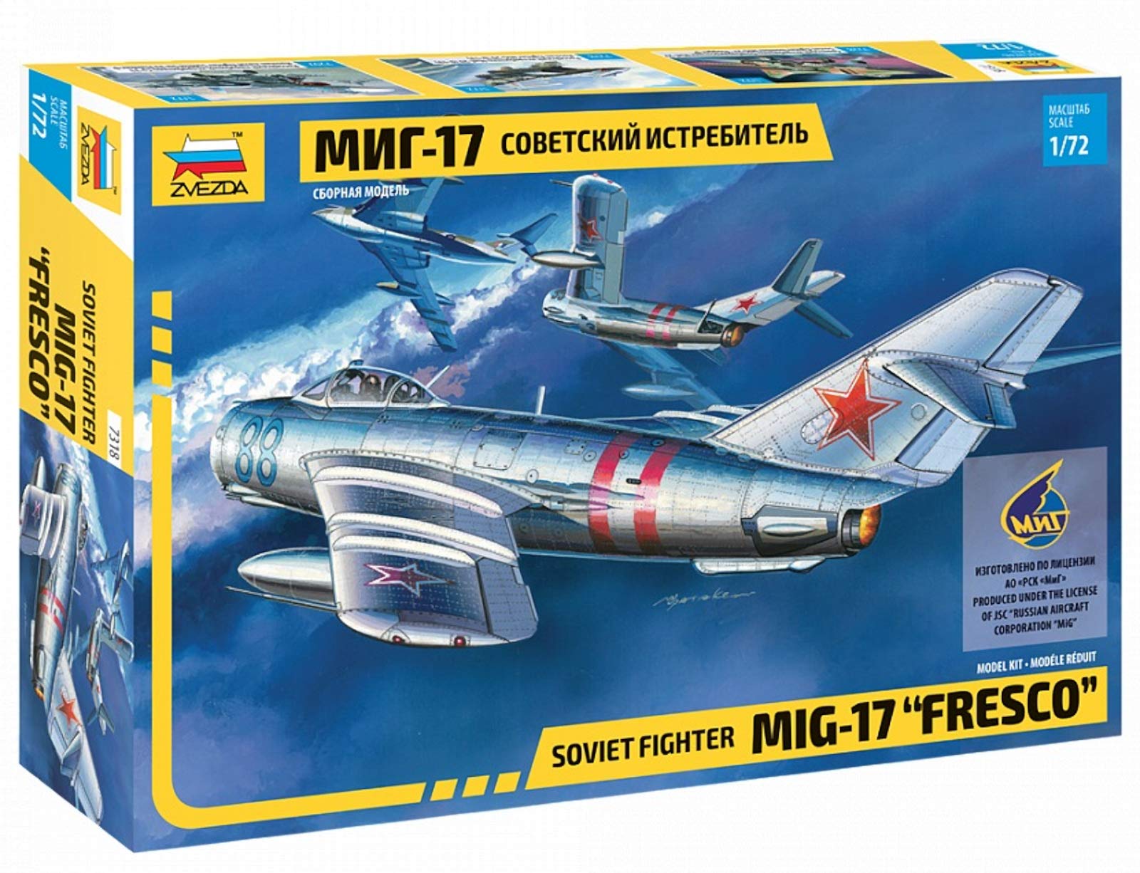 Zvezda 500787318-1:72 MIG-17 Fresco Soviet Fighter Plastic Kit Model Kit Assembly Kit for Beginners Detailed