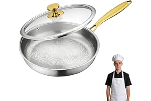 Titanium Pans for Cooking, Titanium Frying Pan, No Coating Non-Stick Titaniums Cookware, Induction & Oven-Safe, Dishwasher Sa
