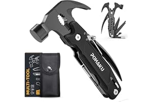 Pohaku 14-in-1 Multitool Hammer, Pohaku Multitool with DIY Stickers, Safety Lock, Screwdriver Bits Set and Durable Nylon Sheath, Multi Tool for Outdoor, Ideal Gifts for Men, Father, Husband, Boyfriend