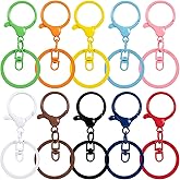 BEIQIYA 20pcs Lobster Claw Clasps Keychain, Colorful Keychain with Swivel Clasps Split Rings, Metal Round Key Ring Buckle for Jewelry Making DIY Craft Accessories