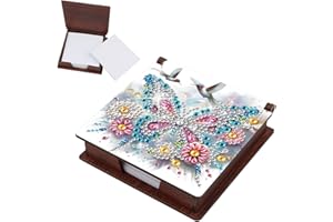 yzARTche DIY Diamond Art Painting Note Storage Box, Gem Art Wooden Message Paper Organizer Box with 160 Sheets of Paper, Note