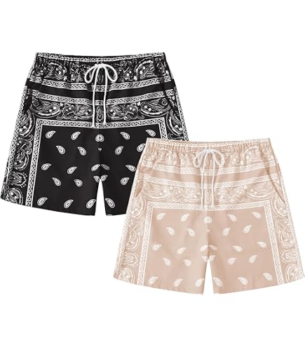 SOLY HUX Men's Paisley Bandana Shorts 3 Packs Summer Casual