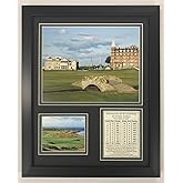 Legends Never Die The Old Course at St. Andrews- British Open Collectible | Framed Photo Collage Wall Art Decor - 12"x15" (12983U),Green, Black