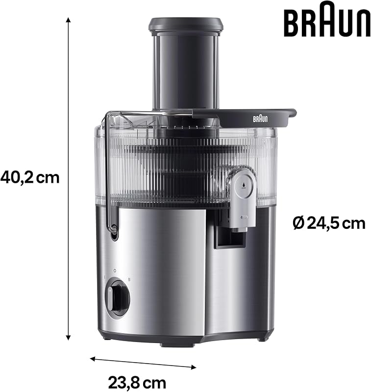 MultiJuice 7 SJ7000 Estrattore Succo Centrifugo, Tecn ColdXtract, Tubo di Riempimento da 75 mm, Contenitore 2L, Sistema Antigoccia e di Sicurezza Quadruplo, Filtro Acciaio Inox, 1000 W, Grigio