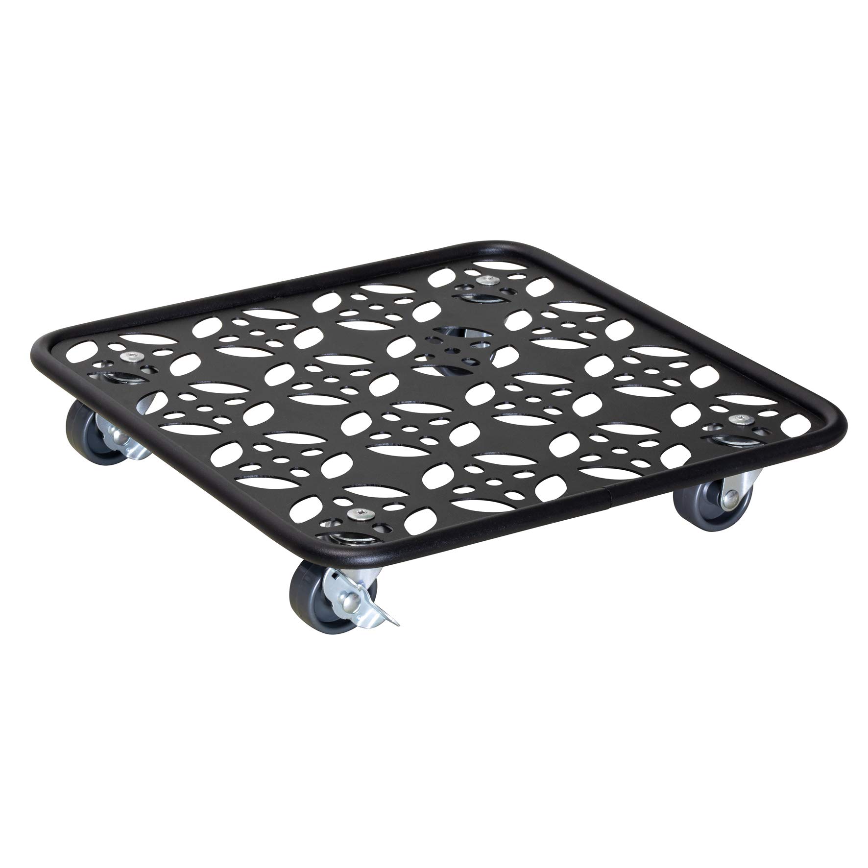 WAGNER Plant trolley BLACK EDITION 30 x 30 x 5,5 I Flower trolley for indoor + outdoor I Container trolley made of steel, taupe coating, with limitation I 2 breaks I Load capacity 60 kg - 20093701