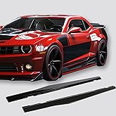 KUAFU Side Skirts Compatible with 2010-2015 Chevy Camaro LT LS SS | Model Rocker Panels Guard Extension Body Kit PP - Glossy Black