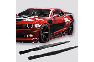 KUAFU Side Skirts Compatible with 2010-2015 Chevy Camaro LT LS SS Model Rocker Panels Guard Extension Body Kit PP - Glossy Black