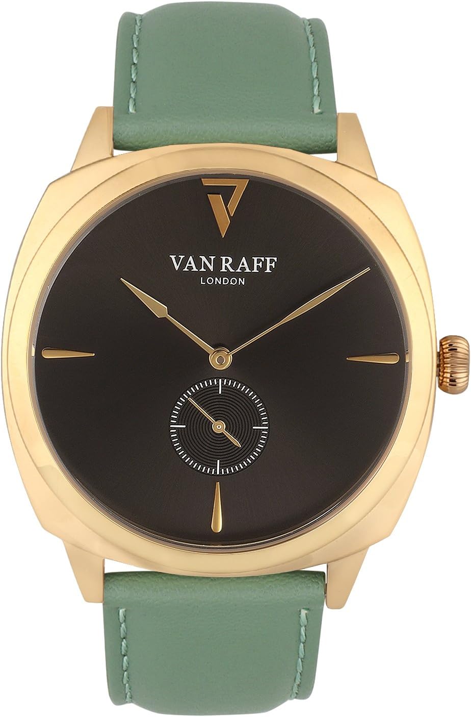 Van Raff Green Genuine Leather Strap Black Dial Analog Watch for Men VF1989