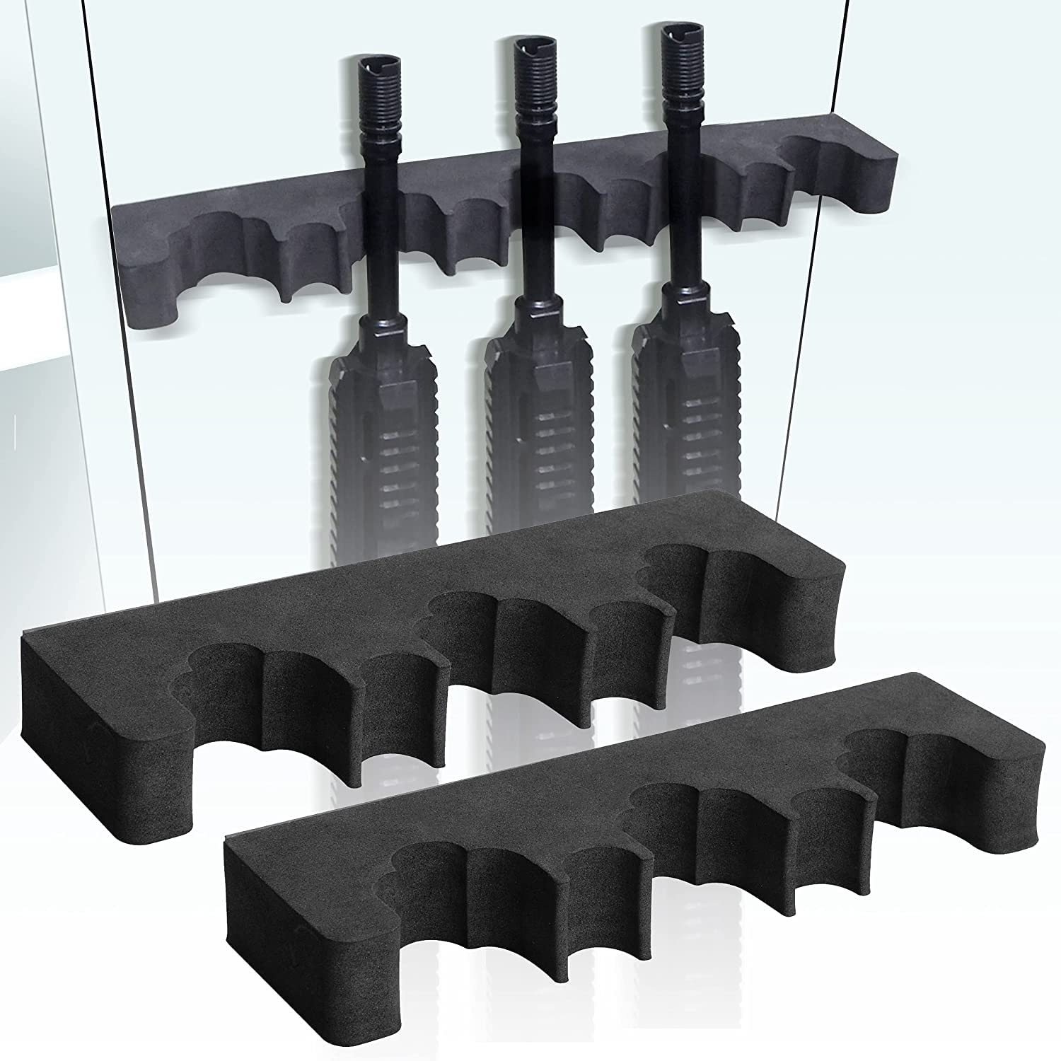 BOOSTEADY 2 Pack Gun Rack for Gun Storage, Gun Safe Accessory for Rifles and Shotguns, Gun Holder in Gun Cabinet, Shotgun Rifle Rest, Foam Material with Magnetic Strip, Gifts for Hunters