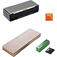 SHARPAL 162-204N Diamond Sharpening Stone Whetstone Knife Sharpener with Storage Base | 2 Side Grit Coarse 325 / Extra Fine 1200，Leather Strop Knife Stropping Block Kit with 2 Oz. Polishing Compound