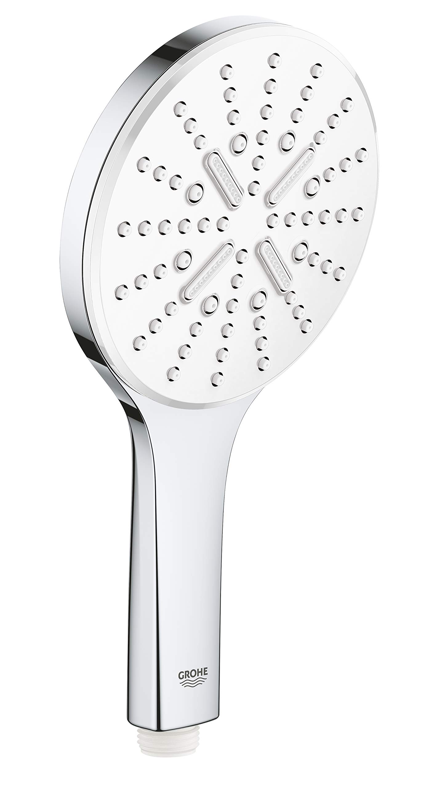 GROHE Rainshower 130 Smartactive Hand Shower Water-Saving 130mm Shower Head with 3 Sprays Chrome Finish and White Spray Plate Made in Germany 26574LS0