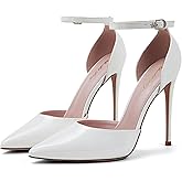 Elisabet Tang High Heels, Women Pumps D'Orsay Ankle Strap Pointed Toe Stiletto Heels Party Wedding Shoes