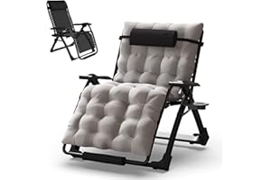 soliles Oversized XXL 30 in Zero Gravity Chair, Reclining Lounge Chair with Removable Cushion & Tray for Indoor and Outdoor, Ergonomic Patio Recliner Folding Reclining Chair