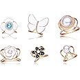 Plikin 6PCS Pearl Butterfly Camellia Scarf Ring Buckles for Women Camellia Scarf Buckles
