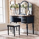 HSPLXYT Makeup Vanity with Drawers,Dressing Table with Mirror,Makeup Desk Dressing Table with Stool,for Living Room, Bedroom Furniture (Color : Blue)