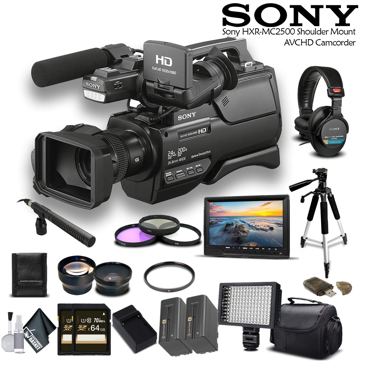 Sony HXRMC2500 AVCHD Camcorder (HXRMC2500) 264GB Cards, 2 Extra