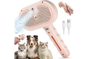 Cat Steam Brush for Shedding, 3 In 1 Cat Hair Brush with Spray and Release Button, Pet Self Cleaning Hair Removal Comb for Sm