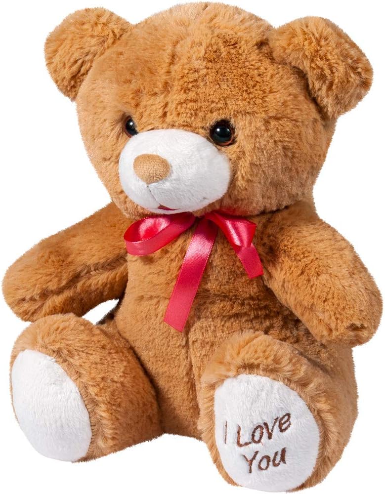 Teddy Bear – Best Baby Stuffed Animal – Cute Bear – Handmade Soft Plush Toy – Stuffed Teddy Bear – One of Unique Baby Gifts & Great I Love You Teddy Bear for Girlfriend – Light Brown Color – 11”