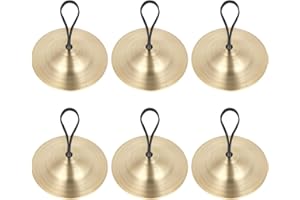 XTHROTSENK 6 Pcs Finger Cymbals Wrapped Fingers Instrument Gold Metal Mini Percussion 2.1 Inch Brass Belly Dance Cymbals Finger for Dancer Party Music Band (6 Pcs/3 Pair)