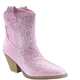 ABSOLEX Women Western Cowgirl Cowboy Pointed Toe Rhinestone Ankle Booties