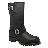 RIDETECS 11" Leather Biker Riding Boots For