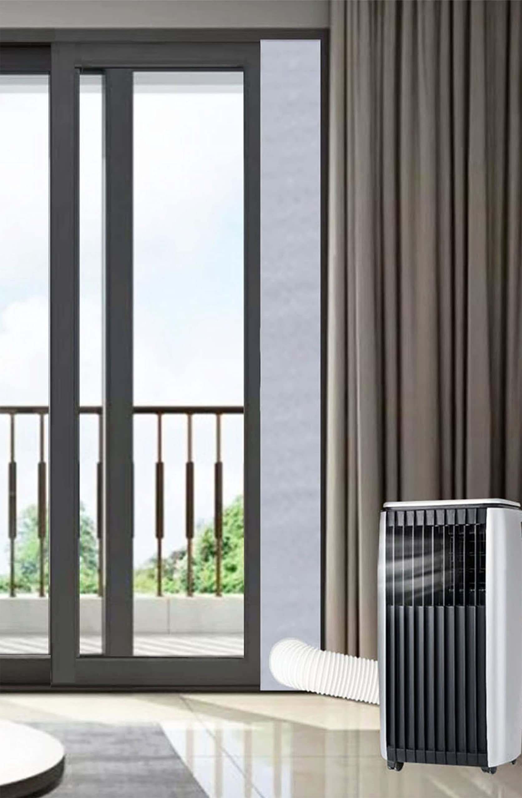 Mobile Air Conditioner Door Vent Kit,Universal Balcony Sliding Door Seal for Portable A/C,Compatible with Height 78inch and 98inch Sliding Door,Suitable for All Single Hose Mobile AC (Silver)