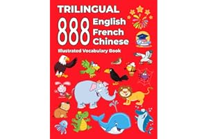 Trilingual 888 English French Chinese Illustrated Vocabulary Book: Colorful Edition