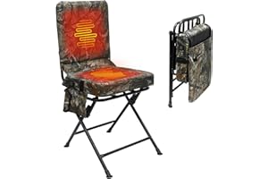 MYDAYS 360° Swivel Heated Hunting Blind Chair, Foldable Heating Ground Blinds Seat for Hunting, Fishing, Camping